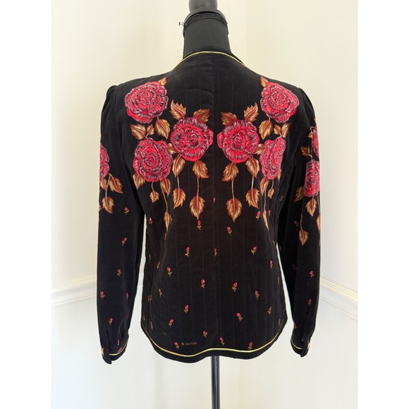 VTG 80s Saxton Hall Velvet Jacket blazer rose Bohemian made in Japan sz M - Picture 2 of 12